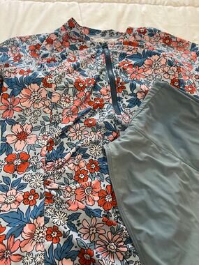 Amazon Floral Maternity Rash Guard Swim Set Womens XL Extra Large High Waist